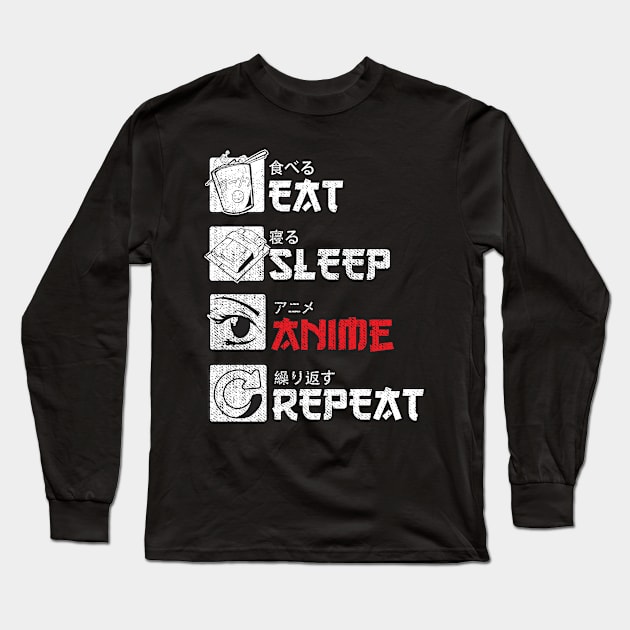 Eat Sleep Anime Repeat Gift Long Sleeve T-Shirt by Alex21